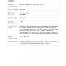 [1988.0165] Publications of the University Of Melbourne Counselling Service