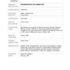 [1989.0154] Records of the Melbourne May Day Committee