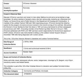 [2015.0052] Papers of Maureen O'Connor