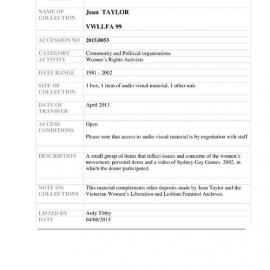 [2015.0053] Papers of Jean Taylor