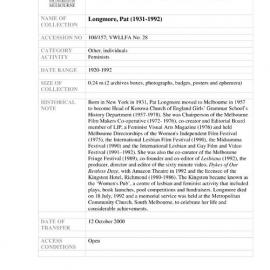 [2000.0157] Papers of Pat Longmore