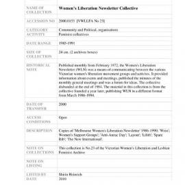 [2000.0153] Records of the Women's Liberation Newsletter Collective