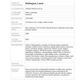 [2000.0166] Papers of Laurie Bebbington