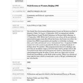[2000.0278] NGO FORUM ON WOMEN, BEIJING 1995