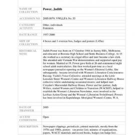 [2005.0079] Papers of Judith Power