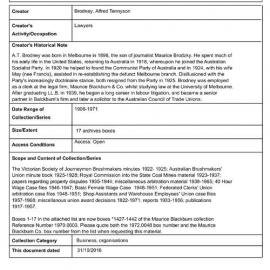 [1972.0048] Papers of Alfred Tennyson Brodney and Maurice Blackburn & Co.