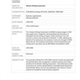 [1978.0054] Consolidated Records of the Western Mining Corporation
