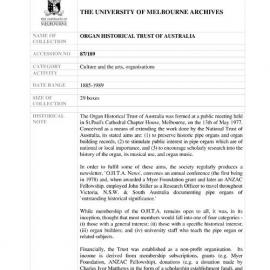 [1987.0189] Records of the Organ Historical Trust Of Australia