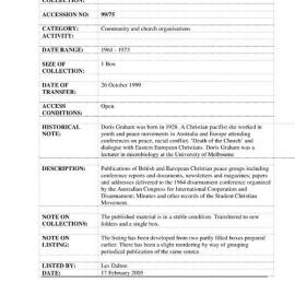 [1999.0075] Papers of Doris Mary Graham