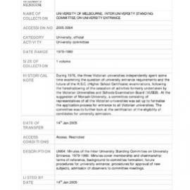 [UMA-SRE-20050064] Inter-university Standing Committee on University Entrance: Minutes